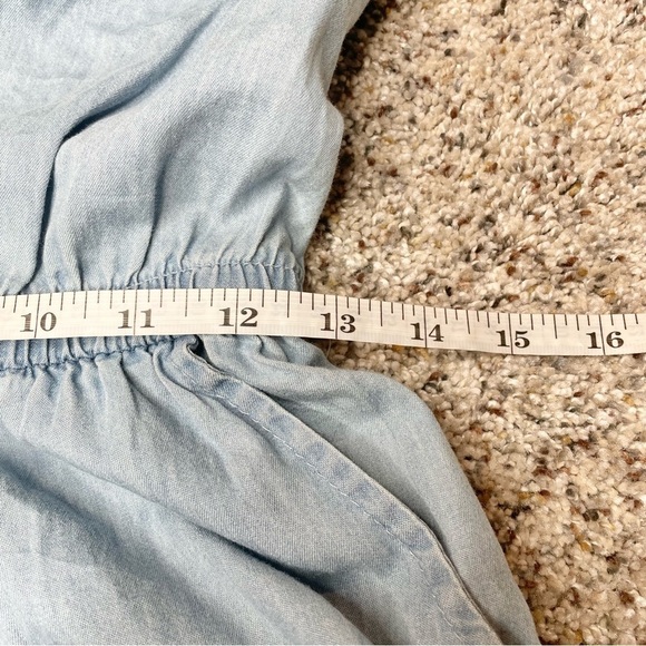 As U Wish Chambray Denim Cotton Tie Front Romper in Sky Blue Small - Picture 11 of 13